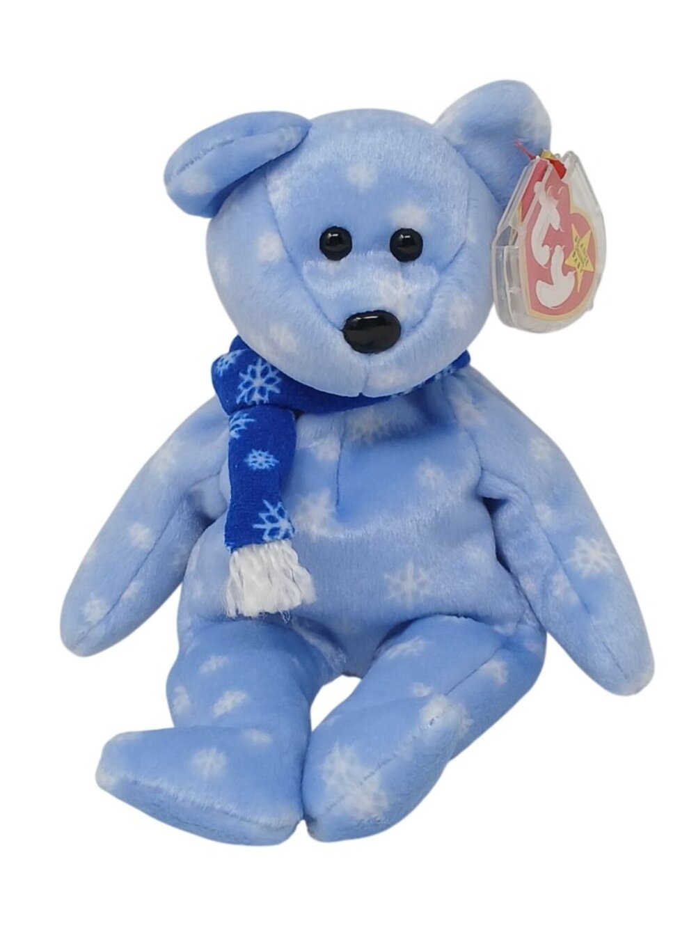 Ty Beanie Baby 1999 Holiday Teddy Bear Blue Snowflake Plush Toy W/ Tags #S1-A